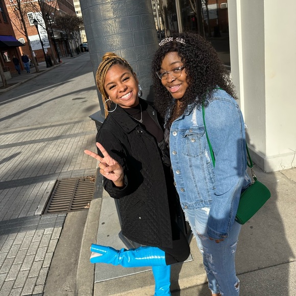 Blue Knee-High Croc Print Heeled Boots - Picture 2 of 2